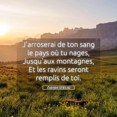 Picture 05 - Ézéchiel 32:6 LSG - J'arroserai de ton sang le pays où tu nages, - Bible Verse Picture