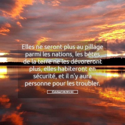 Picture 05 - Ézéchiel 34:28 LSG - Elles ne seront plus au pillage parmi les - Bible Verse Picture