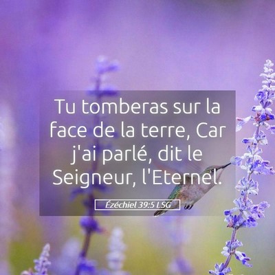 Picture 05 - Ézéchiel 39:5 LSG - Tu tomberas sur la face de la terre, Car j'ai - Bible Verse Picture