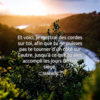 Picture 05 - Ézéchiel 4:8 LSG - Et voici, je mettrai des cordes sur toi, afin que - Bible Verse Picture