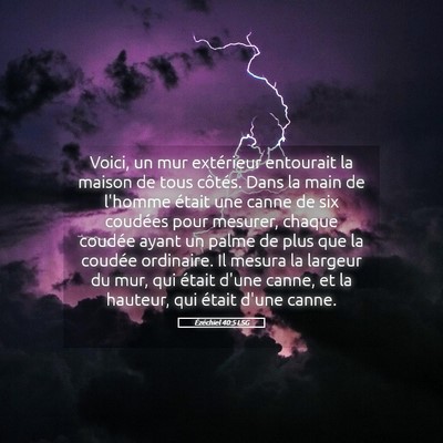 Picture 05 - Ézéchiel 40:5 LSG - Voici, un mur extérieur entourait la maison de - Bible Verse Picture