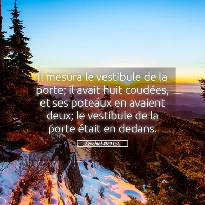 Picture 05 - Ézéchiel 40:9 LSG - Il mesura le vestibule de la porte; il avait huit - Bible Verse Picture