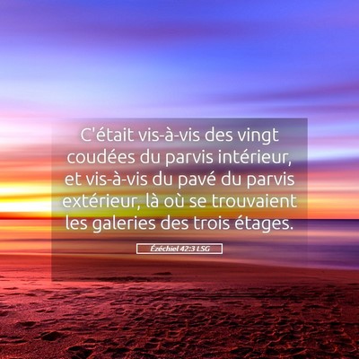 Picture 05 - Ézéchiel 42:3 LSG - C'était vis-à-vis des vingt coudées du parvis - Bible Verse Picture