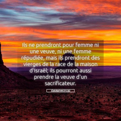 Picture 05 - Ézéchiel 44:22 LSG - Ils ne prendront pour femme ni une veuve, ni une - Bible Verse Picture