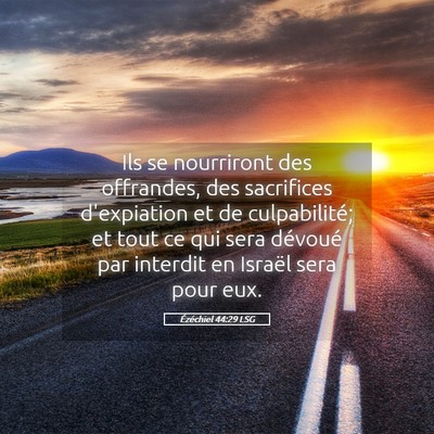Picture 05 - Ézéchiel 44:29 LSG - Ils se nourriront des offrandes, des sacrifices - Bible Verse Picture