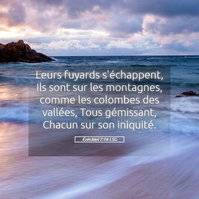 Picture 05 - Ézéchiel 7:16 LSG - Leurs fuyards s'échappent, Ils sont sur les - Bible Verse Picture