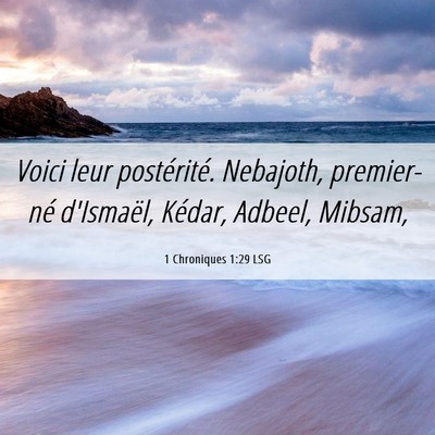 Picture 06 - 1 Chroniques 1:29 LSG - Voici leur postérité. Nebajoth, premier-né - Bible Verse Picture