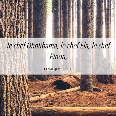 Picture 06 - 1 Chroniques 1:52 LSG - le chef Oholibama, le chef Ela, le chef - Bible Verse Picture