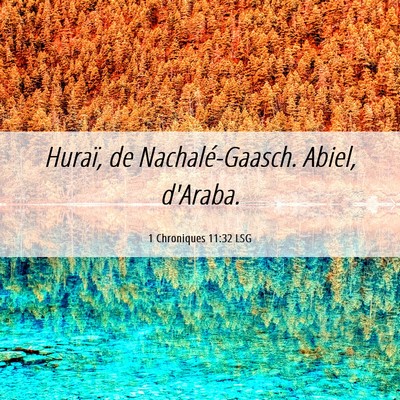 Picture 06 - 1 Chroniques 11:32 LSG - Huraï, de Nachalé-Gaasch. Abiel, - Bible Verse Picture