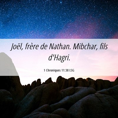 Picture 06 - 1 Chroniques 11:38 LSG - Joël, frère de Nathan. Mibchar, fils - Bible Verse Picture