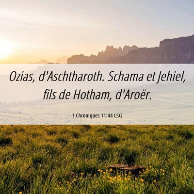 Picture 06 - 1 Chroniques 11:44 LSG - Ozias, d'Aschtharoth. Schama et Jehiel, fils de - Bible Verse Picture