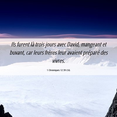 Picture 06 - 1 Chroniques 12:39 LSG - Ils furent là trois jours avec David, mangeant - Bible Verse Picture