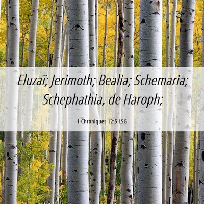 Picture 06 - 1 Chroniques 12:5 LSG - Eluzaï; Jerimoth; Bealia; Schemaria; - Bible Verse Picture