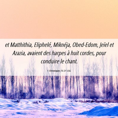 Picture 06 - 1 Chroniques 15:21 LSG - et Matthithia, Eliphelé, Miknéja, Obed-Edom, - Bible Verse Picture