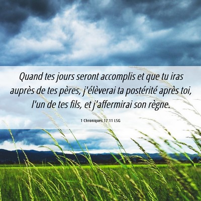 Picture 06 - 1 Chroniques 17:11 LSG - Quand tes jours seront accomplis et que tu iras - Bible Verse Picture