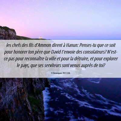 Picture 06 - 1 Chroniques 19:3 LSG - les chefs des fils d'Ammon dirent à Hanun: - Bible Verse Picture