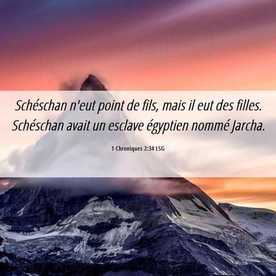 Picture 06 - 1 Chroniques 2:34 LSG - Schéschan n'eut point de fils, mais il eut des - Bible Verse Picture