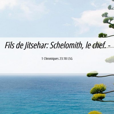 Picture 06 - 1 Chroniques 23:18 LSG - Fils de Jitsehar: Schelomith, le chef. - Bible Verse Picture