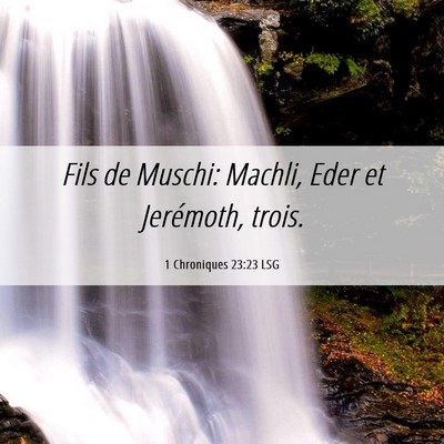 Picture 06 - 1 Chroniques 23:23 LSG - Fils de Muschi: Machli, Eder et Jerémoth, - Bible Verse Picture