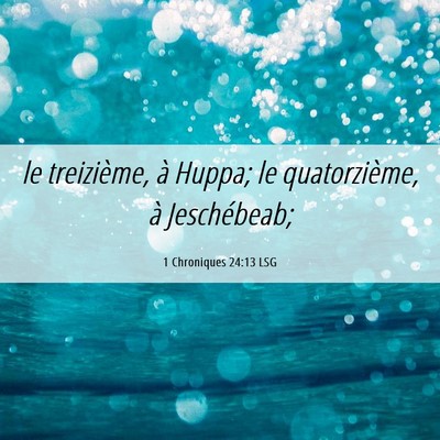 Picture 06 - 1 Chroniques 24:13 LSG - le treizième, à Huppa; le quatorzième, à - Bible Verse Picture
