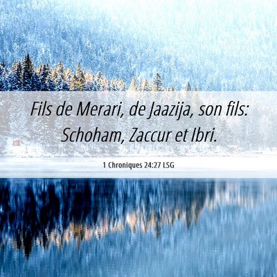 Picture 06 - 1 Chroniques 24:27 LSG - Fils de Merari, de Jaazija, son fils: Schoham, - Bible Verse Picture