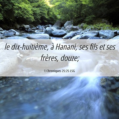 Picture 06 - 1 Chroniques 25:25 LSG - le dix-huitième, à Hanani, ses fils et ses - Bible Verse Picture