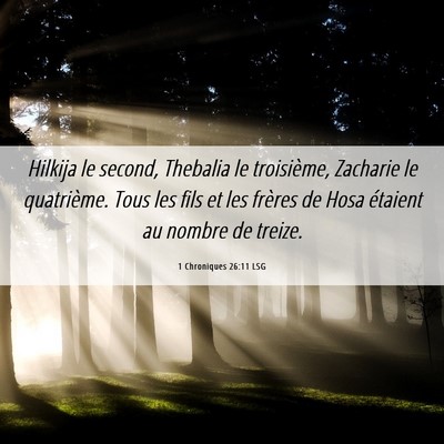 Picture 06 - 1 Chroniques 26:11 LSG - Hilkija le second, Thebalia le troisième, - Bible Verse Picture