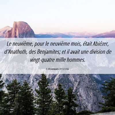Picture 06 - 1 Chroniques 27:12 LSG - Le neuvième, pour le neuvième mois, était - Bible Verse Picture