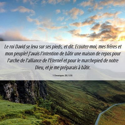 Picture 06 - 1 Chroniques 28:2 LSG - Le roi David se leva sur ses pieds, et dit: - Bible Verse Picture