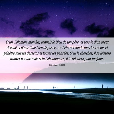 Picture 06 - 1 Chroniques 28:9 LSG - Et toi, Salomon, mon fils, connais le Dieu de ton - Bible Verse Picture