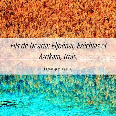 Picture 06 - 1 Chroniques 3:23 LSG - Fils de Nearia: Eljoénaï, Ezéchias et Azrikam, - Bible Verse Picture