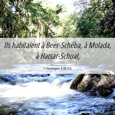 Picture 06 - 1 Chroniques 4:28 LSG - Ils habitaient à Beer-Schéba, à Molada, à - Bible Verse Picture