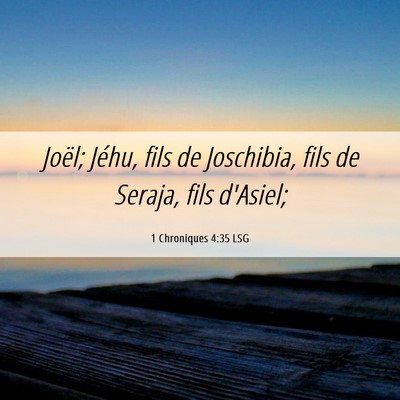 Picture 06 - 1 Chroniques 4:35 LSG - Joël; Jéhu, fils de Joschibia, fils de Seraja, - Bible Verse Picture