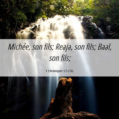 Picture 06 - 1 Chroniques 5:5 LSG - Michée, son fils; Reaja, son fils; Baal, son - Bible Verse Picture