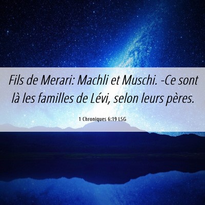 Picture 06 - 1 Chroniques 6:19 LSG - Fils de Merari: Machli et Muschi. -Ce sont là - Bible Verse Picture
