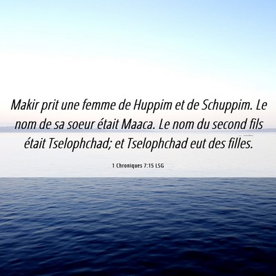 Picture 06 - 1 Chroniques 7:15 LSG - Makir prit une femme de Huppim et de Schuppim. Le - Bible Verse Picture