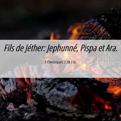Picture 06 - 1 Chroniques 7:38 LSG - Fils de Jéther: Jephunné, Pispa et - Bible Verse Picture