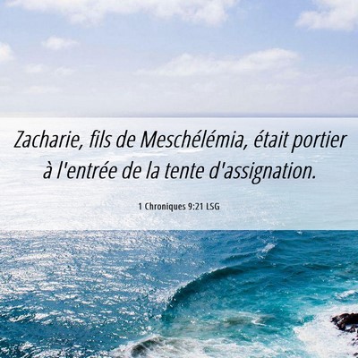 Picture 06 - 1 Chroniques 9:21 LSG - Zacharie, fils de Meschélémia, était portier - Bible Verse Picture