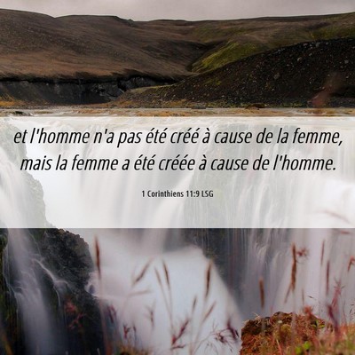 Picture 06 - 1 Corinthiens 11:9 LSG - et l'homme n'a pas été créé à cause de la - Bible Verse Picture