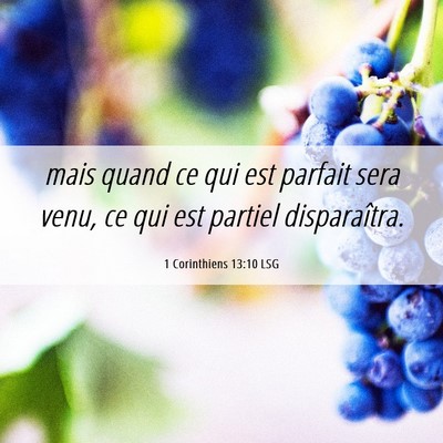 Picture 06 - 1 Corinthiens 13:10 LSG - mais quand ce qui est parfait sera venu, ce qui - Bible Verse Picture