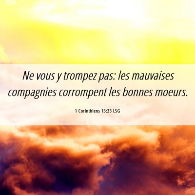 Picture 06 - 1 Corinthiens 15:33 LSG - Ne vous y trompez pas: les mauvaises compagnies - Bible Verse Picture