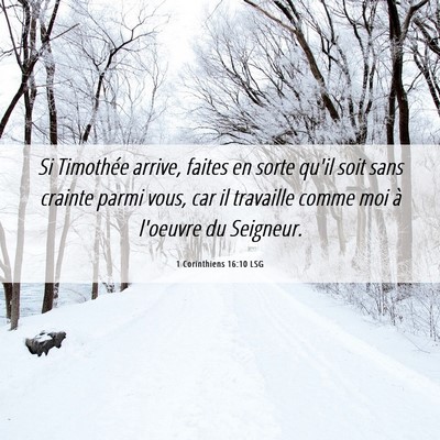 Picture 06 - 1 Corinthiens 16:10 LSG - Si Timothée arrive, faites en sorte qu'il soit - Bible Verse Picture