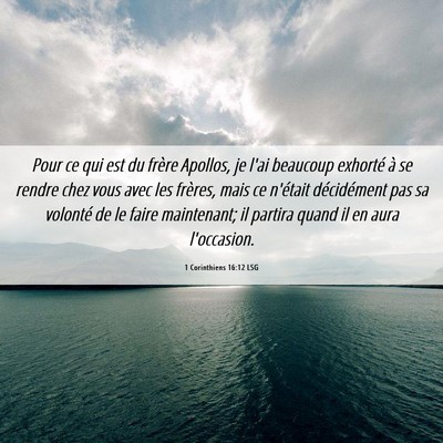Picture 06 - 1 Corinthiens 16:12 LSG - Pour ce qui est du frère Apollos, je l'ai - Bible Verse Picture