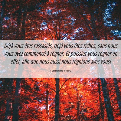 Picture 06 - 1 Corinthiens 4:8 LSG - Déjà vous êtes rassasiés, déjà vous êtes - Bible Verse Picture