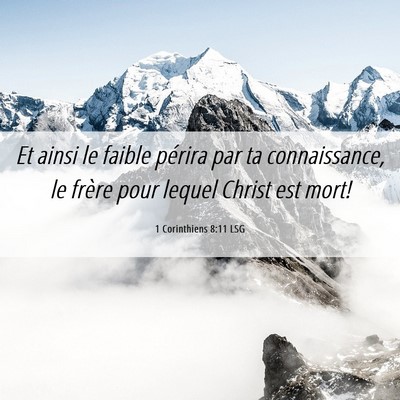 Picture 06 - 1 Corinthiens 8:11 LSG - Et ainsi le faible périra par ta connaissance, - Bible Verse Picture