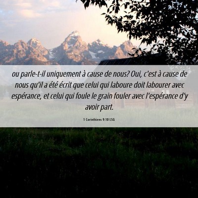 Picture 06 - 1 Corinthiens 9:10 LSG - ou parle-t-il uniquement à cause de nous? Oui, - Bible Verse Picture