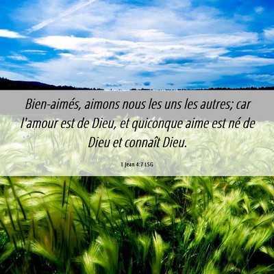 Picture 06 - 1 Jean 4:7 LSG - Bien-aimés, aimons nous les uns les autres; car - Bible Verse Picture