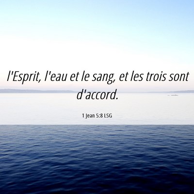 Picture 06 - 1 Jean 5:8 LSG - l'Esprit, l'eau et le sang, et les trois sont - Bible Verse Picture