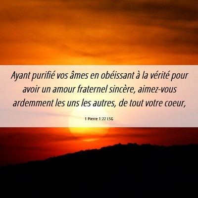 Picture 06 - 1 Pierre 1:22 LSG - Ayant purifié vos âmes en obéissant à la - Bible Verse Picture