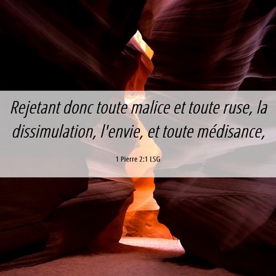 Picture 06 - 1 Pierre 2:1 LSG - Rejetant donc toute malice et toute ruse, la - Bible Verse Picture